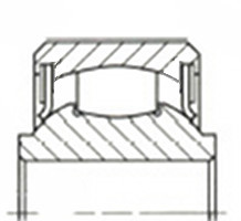 cad drawing of flanged double row angular ball bearing